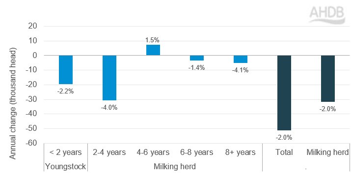 Annual change by age group